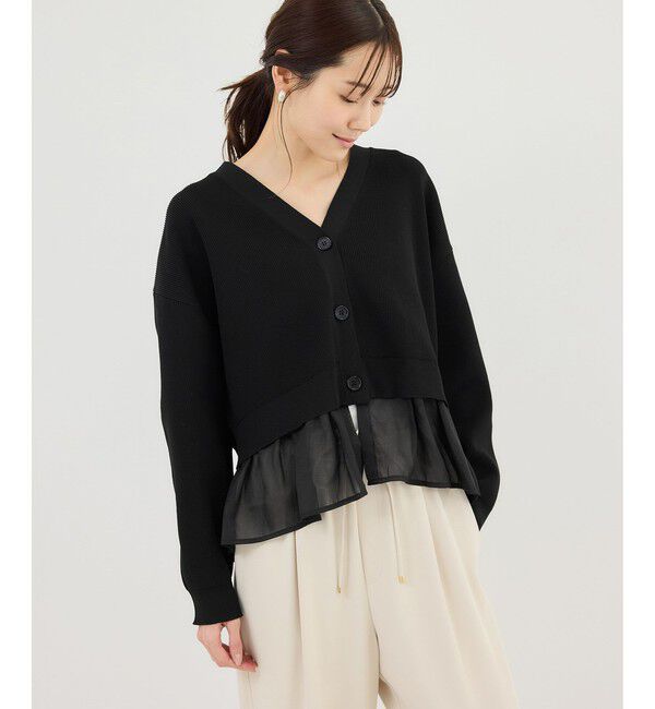 Rope&rsquo;Picnic「異素材ドッキングニットカーディガン/イージーケア」|カーディガン|