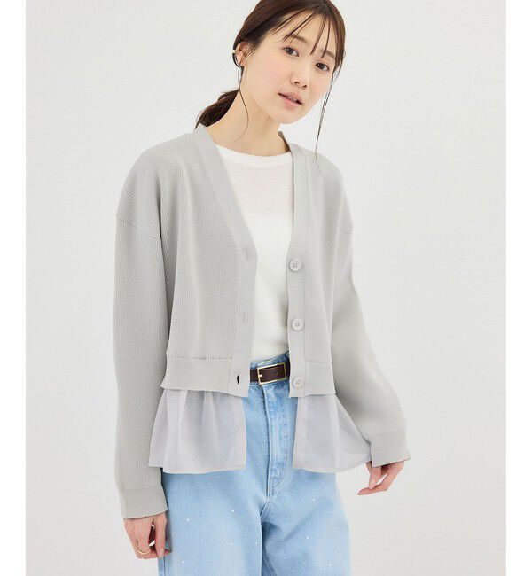 Rope&rsquo;Picnic「異素材ドッキングニットカーディガン/イージーケア」|カーディガン|