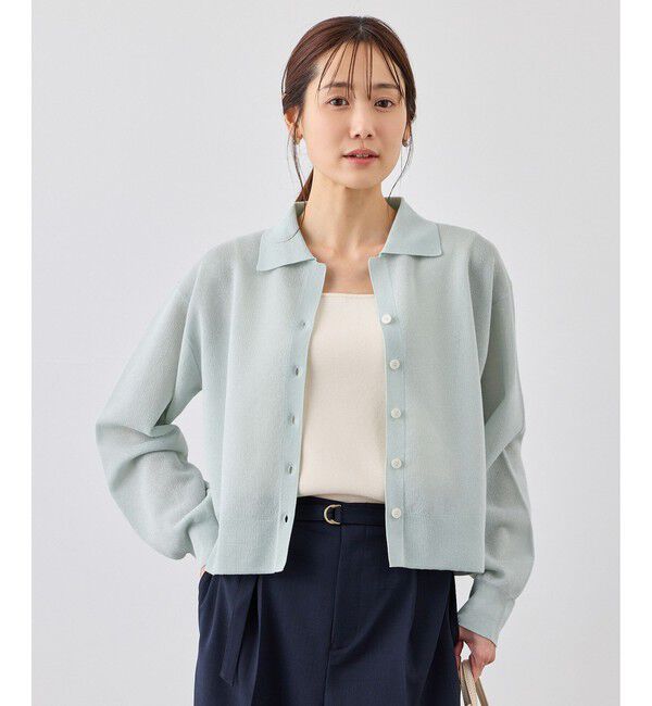 Rope&rsquo;Picnic「スポンジシアーポロカーディガン/イージーケア」|カーディガン|