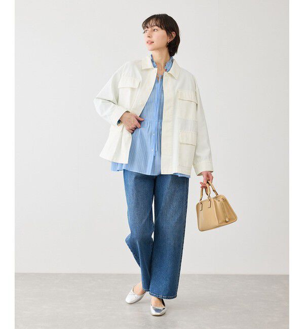 Rope&rsquo;Picnic「お着軽シャツシリーズ フリルカラーシアーペプラムブラウス/接触冷感・通気性」|シャツ・ブラウス|