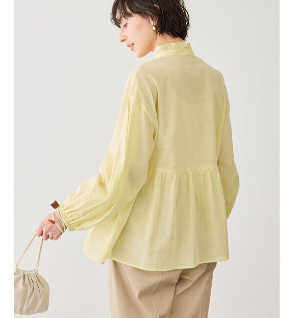 Rope&rsquo;Picnic「お着軽シャツシリーズ フリルカラーシアーペプラムブラウス/接触冷感・通気性」|シャツ・ブラウス|