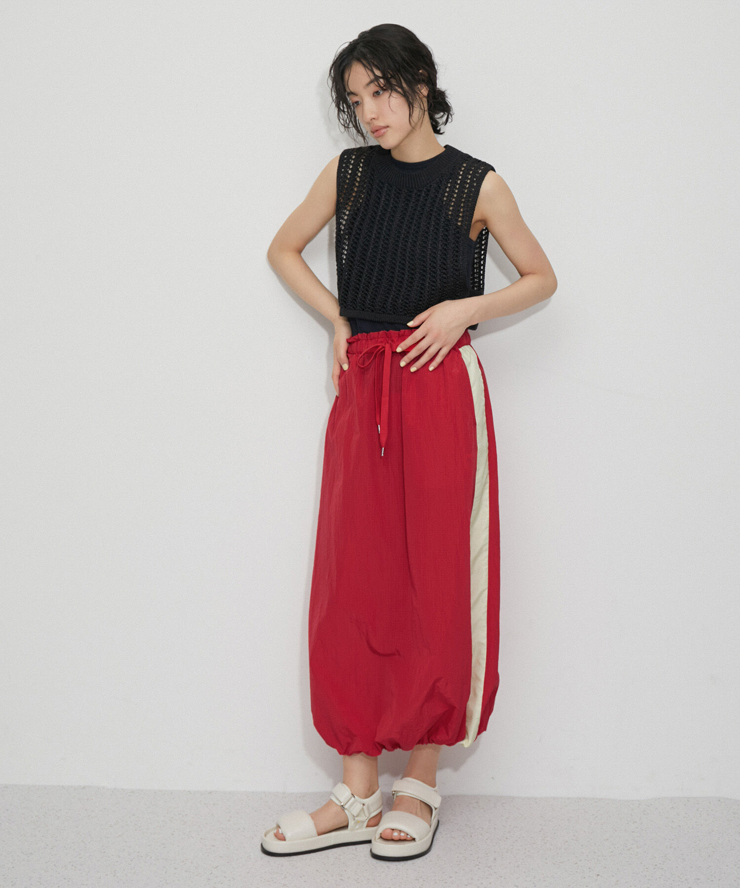 ADAM ET ROPE'「【サステナブル】ドロストヘムラインスカート」|スカート|