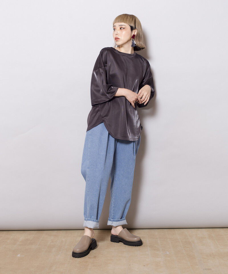  「デニムルーズテーパードパンツ」|デニム|