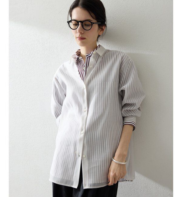 THE PAUSE「【THE PAUSE】シアーオーガンジーシャツ」|シャツ・ブラウス|ライトグレー