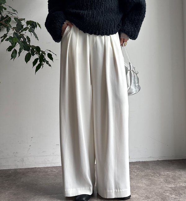  「【累計販売数3万枚突破/21色4サイズ展開！】タックワイドパンツ」|チノ|