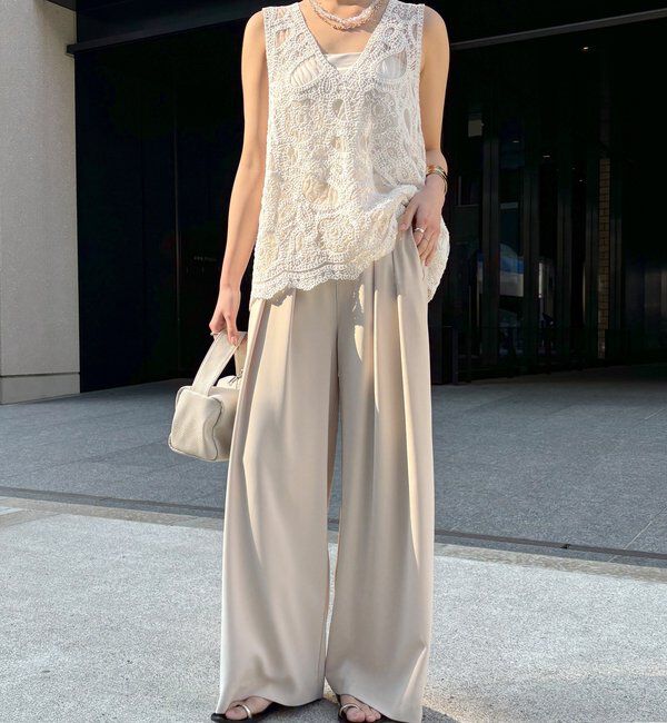  「【累計販売数3万枚突破/21色4サイズ展開！】タックワイドパンツ」|チノ|