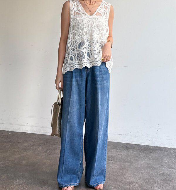  「ダメージワイドデニム」|デニム|