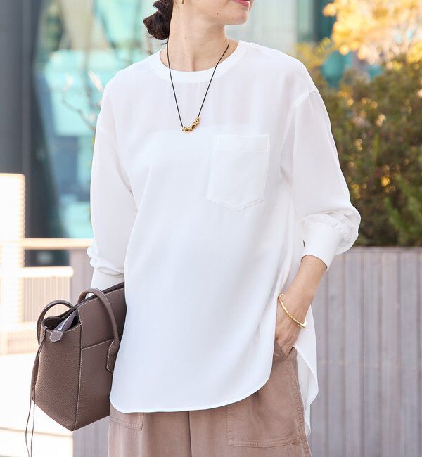  「【さらっと着やすい！/冷房・日焼け対策◎】ジョーゼットポケットブラウス」|シャツ・ブラウス|