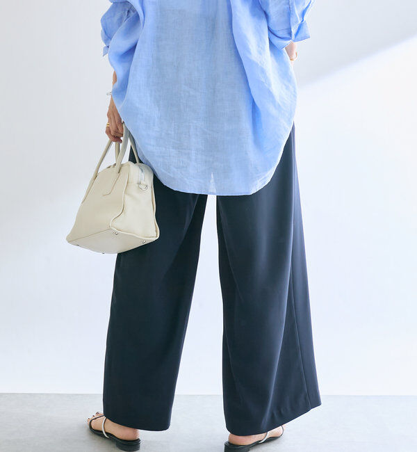  「【ウォッシャブル】【シーズンレスで使える】タックワイドスラックス」|チノ|