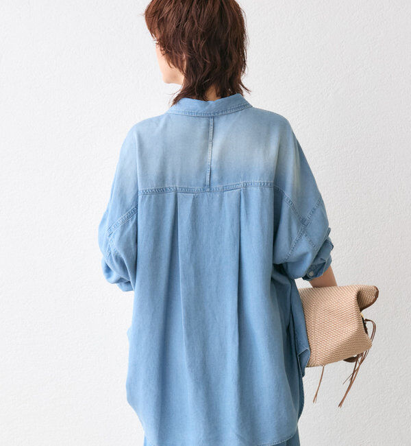  「【セットアップ可/真夏も快適！】ドレーピーデニムシャツ」|シャツ・ブラウス|