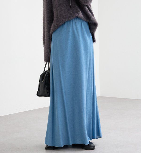  「【セットアップ可】ドレーピーデニムバイアススカート」|スカート|