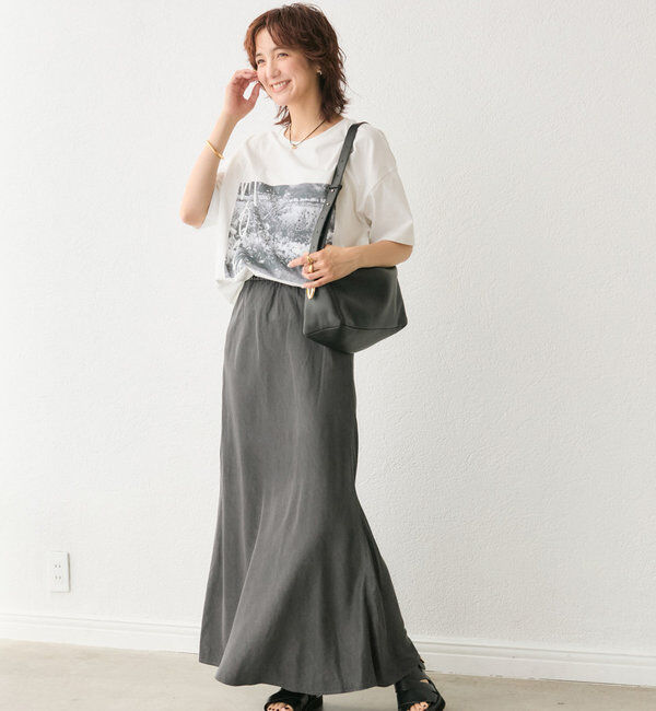  「【セットアップ可】ドレーピーデニムバイアススカート」|スカート|