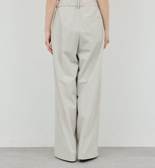  「【ウエスト調整可能】【手洗い可】梳毛タックワイドパンツ」|チノ|
