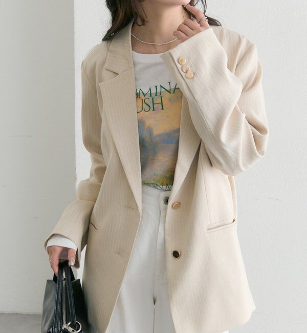  「ストライプテーラードジャケット」|テーラードジャケット|ベージュ