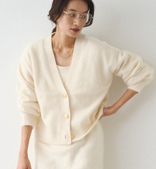  「シャギーショートニットカーディガン」|ニット・セーター|オフホワイト