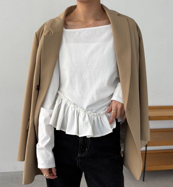  「【前後2WAY】アシメフリルロンT」|Tシャツ・カットソー|