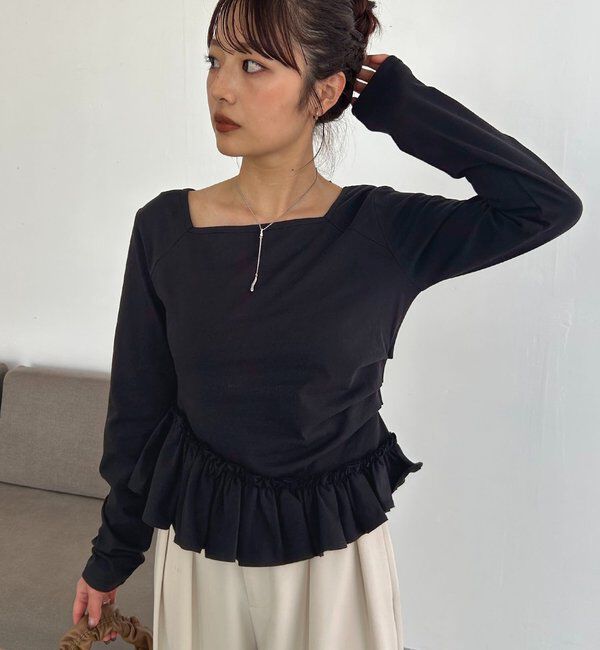  「【前後2WAY】アシメフリルロンT」|Tシャツ・カットソー|