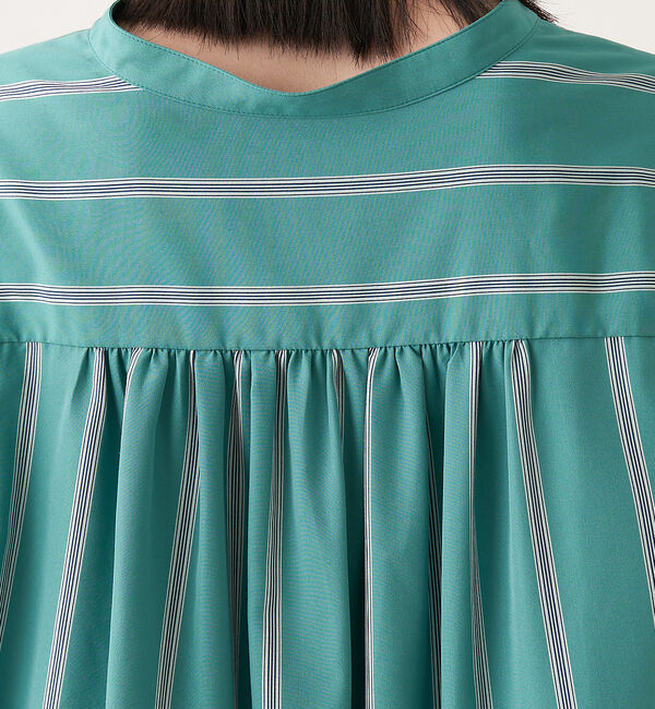 collex「＜手洗い可能＞ ストライプスタンドカラーシャツ」|シャツ・ブラウス|