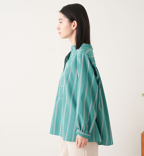 collex「＜手洗い可能＞ ストライプスタンドカラーシャツ」|シャツ・ブラウス|