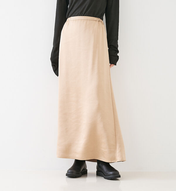 collex「【WEB限定】サテンロングフレアスカート」|スカート|ゴールド