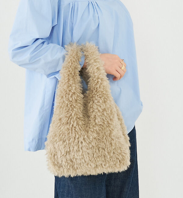 collex「【WEB限定】【EARTH MADE】CURLY FUR MARCHEBAG フ」|ハンドバッグ|ベージュ