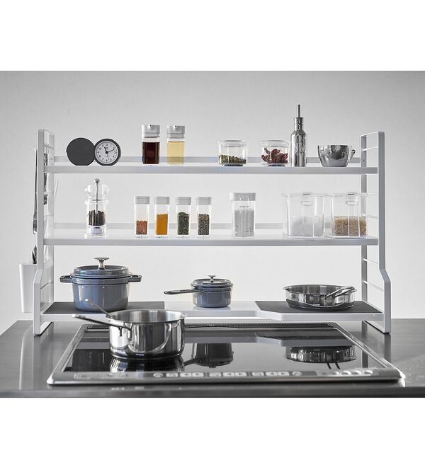 collex「【tower】 コンロ奥ラック3段 コンロ奥収納 調味料ラック」|食器・キッチングッズ|