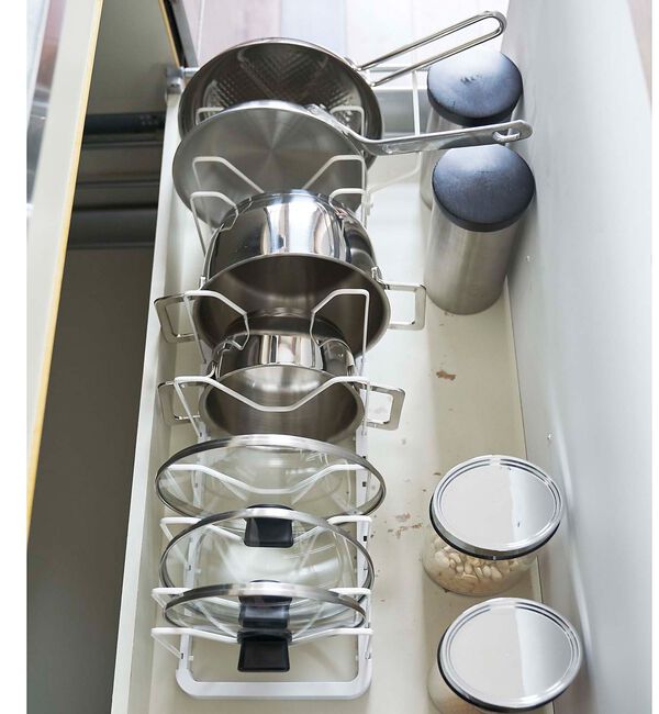 collex「【tower】シンク下 伸縮鍋蓋＆フライパンスタンド キッチン収納」|食器・キッチングッズ|