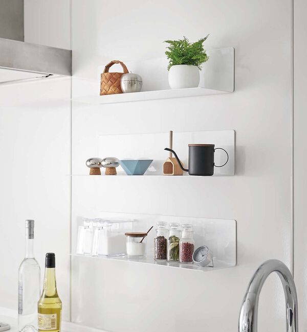 collex「【tower】マグネット キッチン棚 ワイド 浮かせる収納 調味料ラック 小物整」|食器・キッチングッズ|