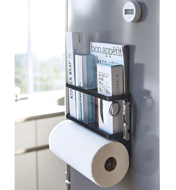 collex「【tower】マグネット キッチンペーパー＆ラップホルダー 冷蔵庫収納 小物整理」|食器・キッチングッズ|ブラック