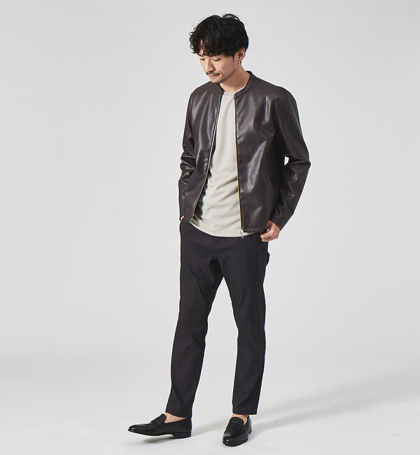 ABAHOUSE「【定番】ネオレザー シングル ライダース」|ライダースジャケット|