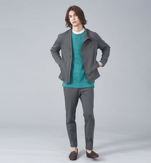 ABAHOUSE「ジャージー セミダブル ライダース ブルゾン」|ライダースジャケット|