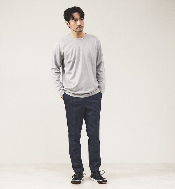 ABAHOUSE「【クルーネック】ポンチ 長袖 Tシャツ」|Tシャツ・カットソー|