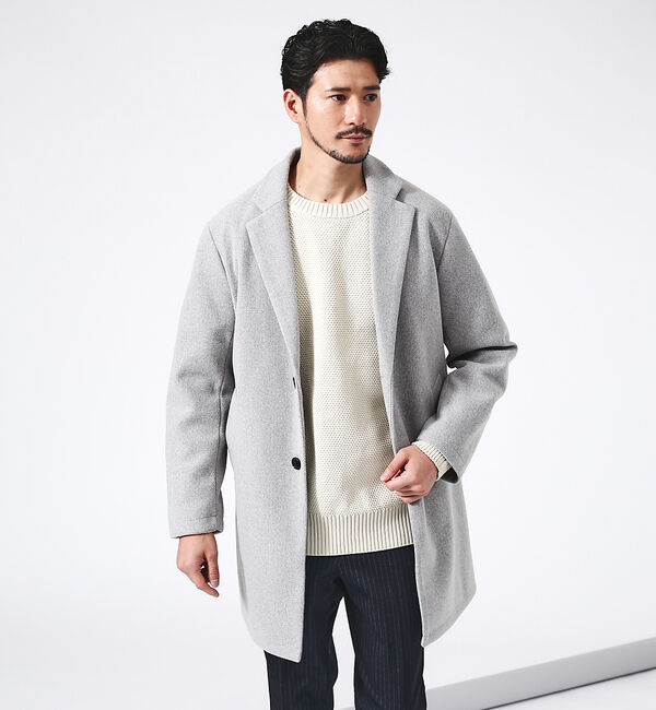 ABAHOUSE「ニットメルトン チェスターコート」|その他|ライトグレー