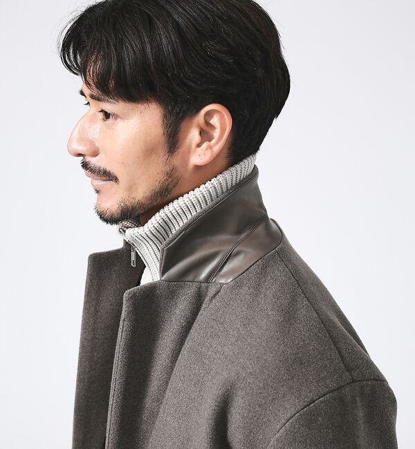 ABAHOUSE「ニットメルトン チェスターコート」|その他|モカ