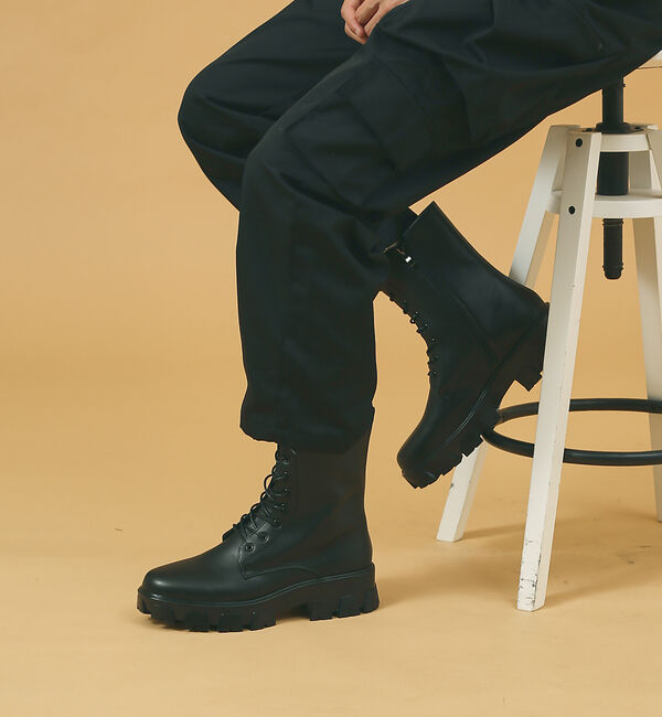 ABAHOUSE「【WEB限定】サイドゴア / サイドジップ /レースアップ / ブラックネオレサ」|ショートブーツ|ブラック系その他3