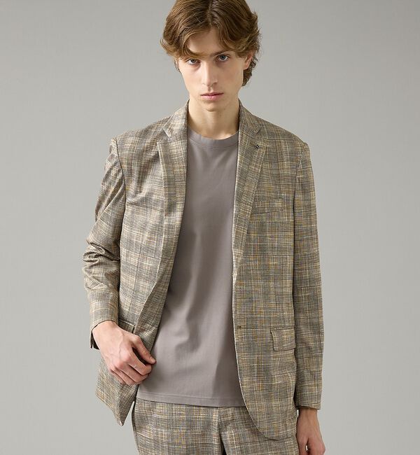 ABAHOUSE「【セットアップ対応】チェック柄 ライトポンチ ジャケット / FLEX JACK」|テーラードジャケット|