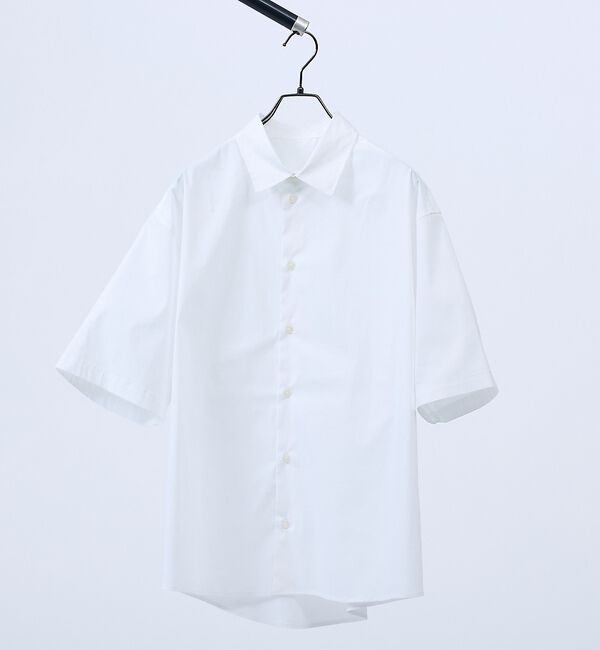 ABAHOUSE「ストレッチコットン レギュラーカラー リラックス半袖シャツ / オーバーサイズ【」|シャツ・ブラウス|ホワイト