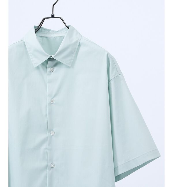 ABAHOUSE「ストレッチコットン レギュラーカラー リラックス半袖シャツ / オーバーサイズ【」|シャツ・ブラウス|グリーン系その他1