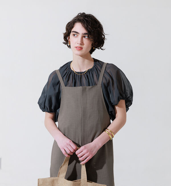 Rouge vif「リネンライクストレッチサロペット」|オールインワン|