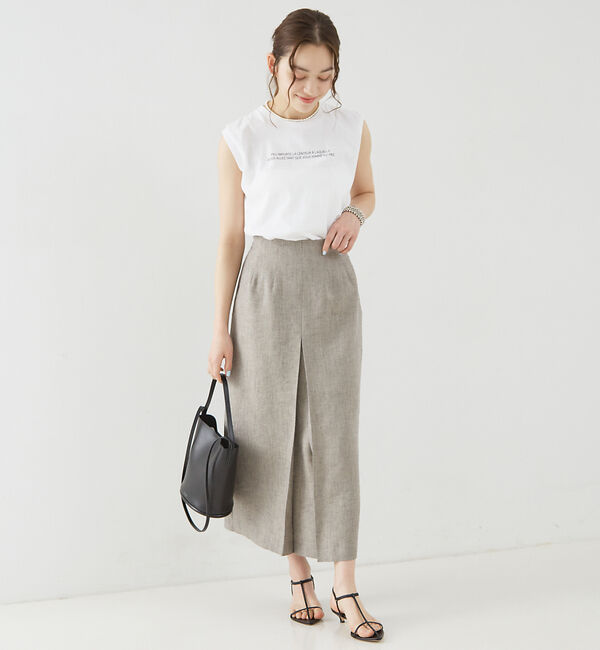 Rouge vif「ラメリネンスリットスカート」|スカート|