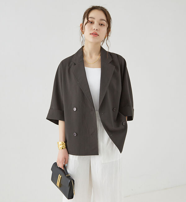 Rouge vif「撥水ドルマンハーフスリーブジャケット」|テーラードジャケット|