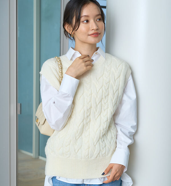 Rouge vif「ケーブルニット2WAYベスト」|ニット・セーター|