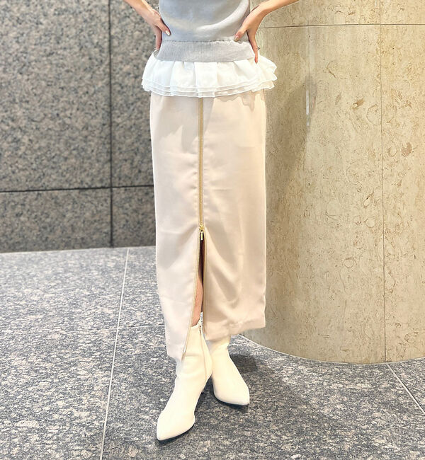 Rouge vif「【一部店舗限定】フロントZIPストレッチハイウエストスカート」|スカート|