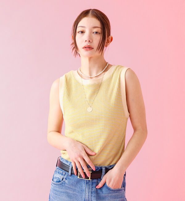 Rouge vif「【JOHNBULL/ジョンブル】クールタッチ ランダムテレコ タンクトップ /」|キャミソール|