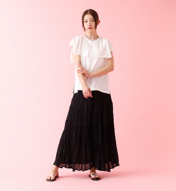 Rouge vif「【Le Melange/ル・メランジュ】コットンギャザースカート/機能素材/ギャ」|スカート|