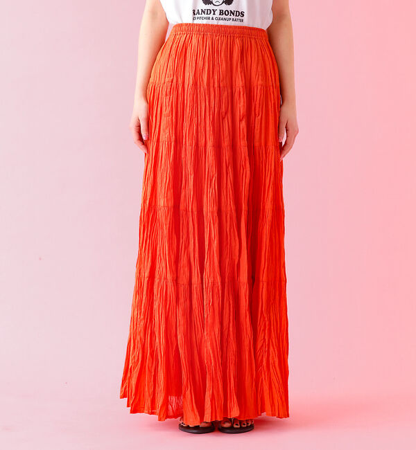 Rouge vif「【Le Melange/ル・メランジュ】コットンギャザースカート/機能素材/ギャ」|スカート|