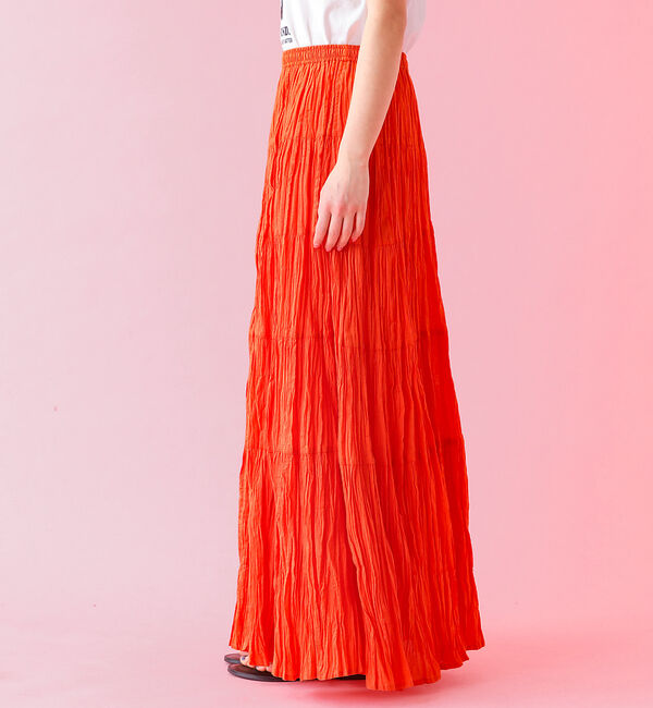 Rouge vif「【Le Melange/ル・メランジュ】コットンギャザースカート/機能素材/ギャ」|スカート|