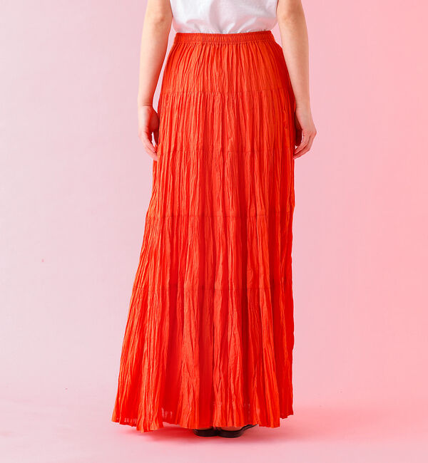 Rouge vif「【Le Melange/ル・メランジュ】コットンギャザースカート/機能素材/ギャ」|スカート|