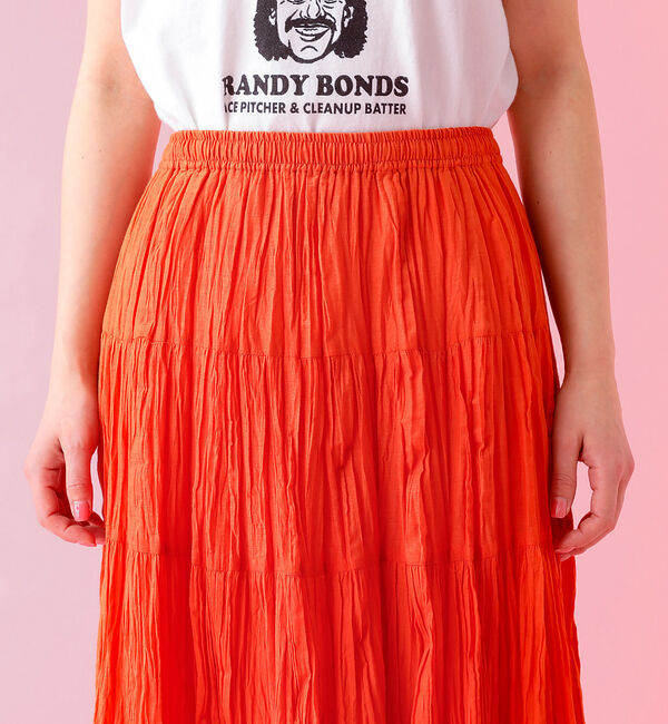Rouge vif「【Le Melange/ル・メランジュ】コットンギャザースカート/機能素材/ギャ」|スカート|