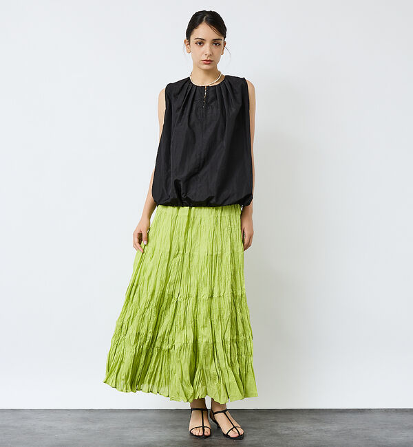 Rouge vif「【Le Melange/ル・メランジュ】コットンギャザースカート/機能素材/ギャ」|スカート|